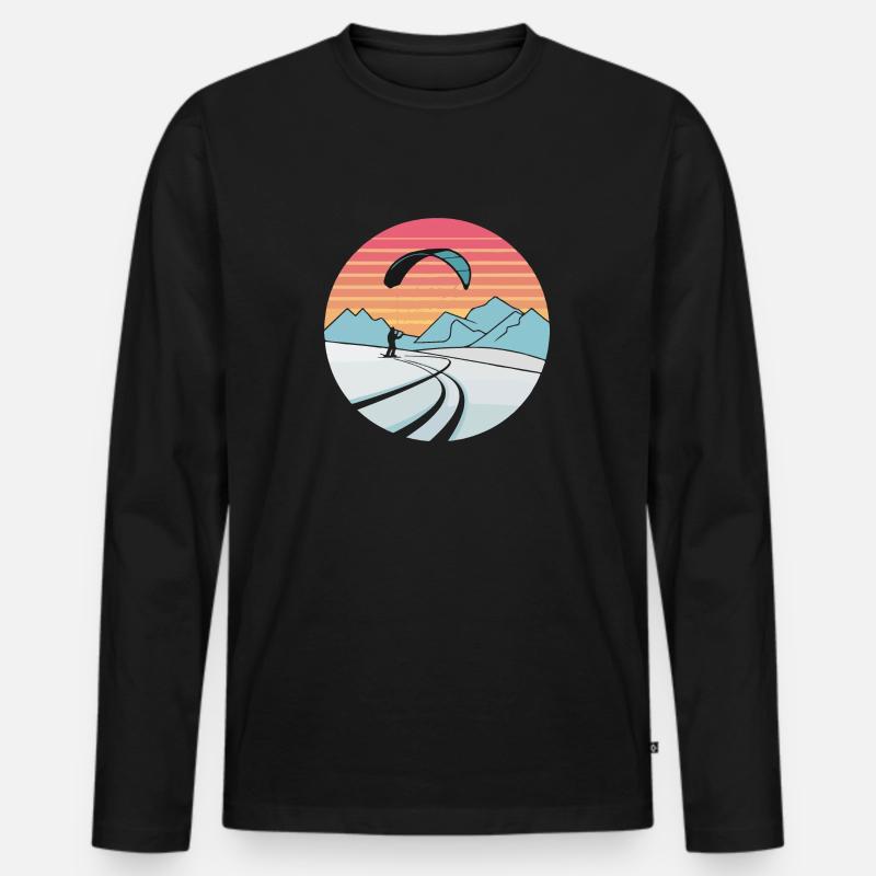 Snowkiten Abenteuerkunst - Männer Premium Bio Langarmshirt - Schwarz
