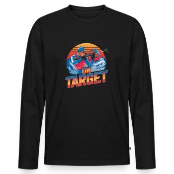 On Target - Graphismes dynamiques pour le biathlon - T-shirt manches longues Premium bio Homme - noir - Devant - Nico (187cm)