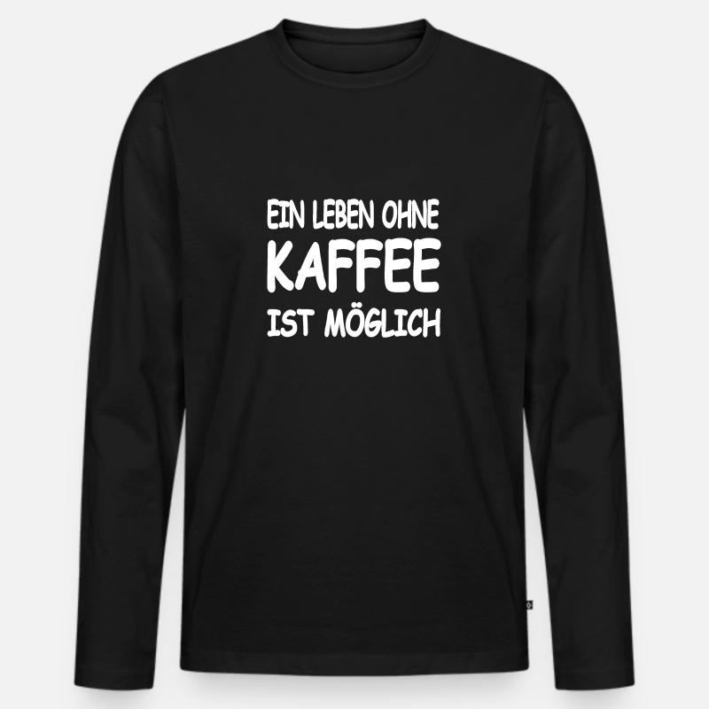 Kaffee - Männer Premium Bio Langarmshirt - Schwarz