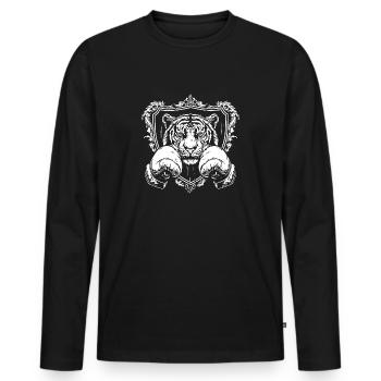 Tiger Boxer Arts Martiaux MMA - T-shirt manches longues Premium bio Homme - noir - Devant - Nico (187cm)