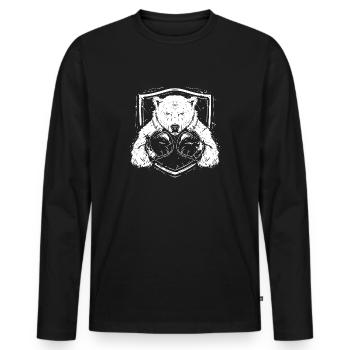 Ours polaire Ours polaire Boxer Arts martiaux MMA - T-shirt manches longues Premium bio Homme - noir - Devant - Nico (187cm)