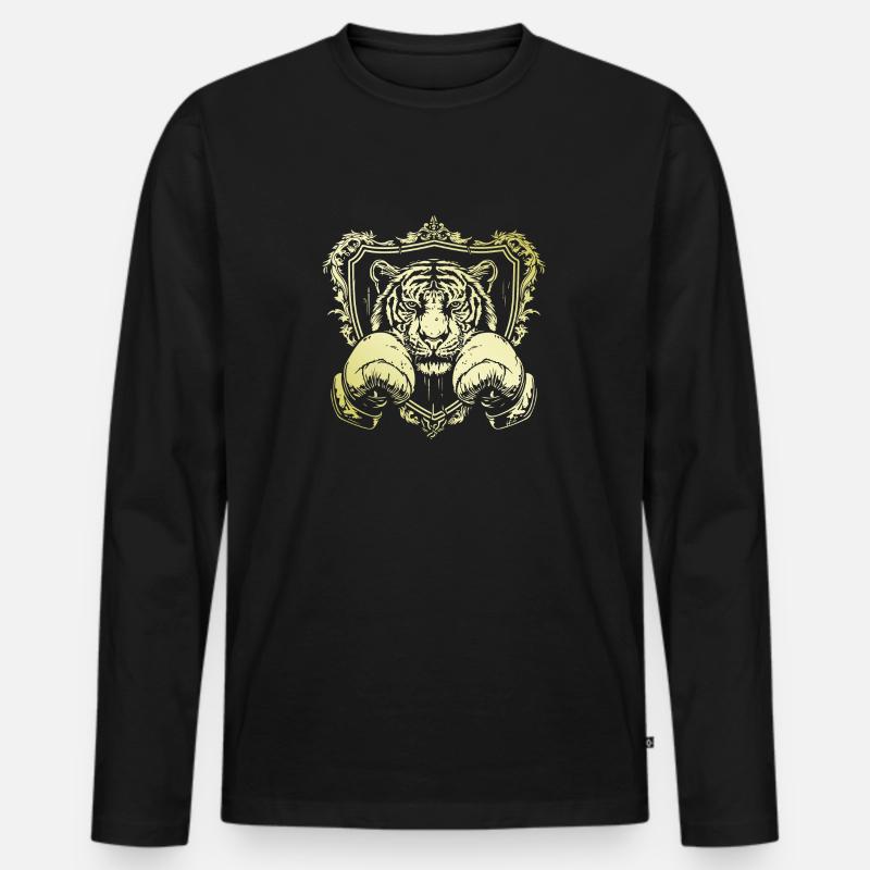 Tiger Boxer - Männer Premium Bio Langarmshirt - Schwarz