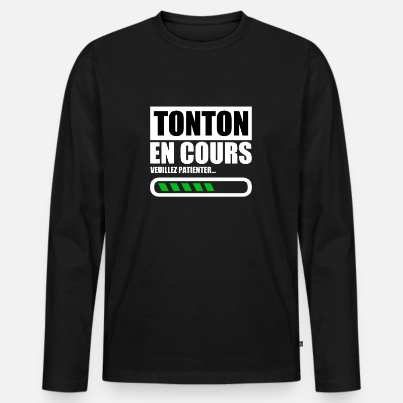 Onkel (bitte warten) - Männer Premium Bio Langarmshirt - Schwarz