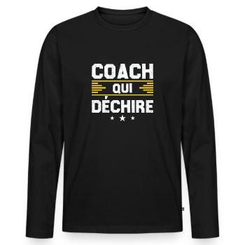 Coach Who - Men's Premium Organic Long Sleeve Shirt - black - Front - Nico (187cm)