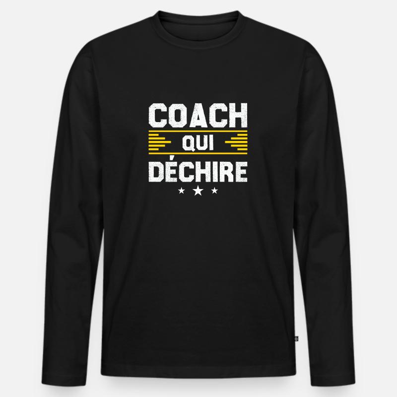 Coach Wer - Männer Premium Bio Langarmshirt - Schwarz