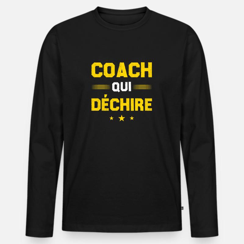 Coach Wer - Männer Premium Bio Langarmshirt - Schwarz