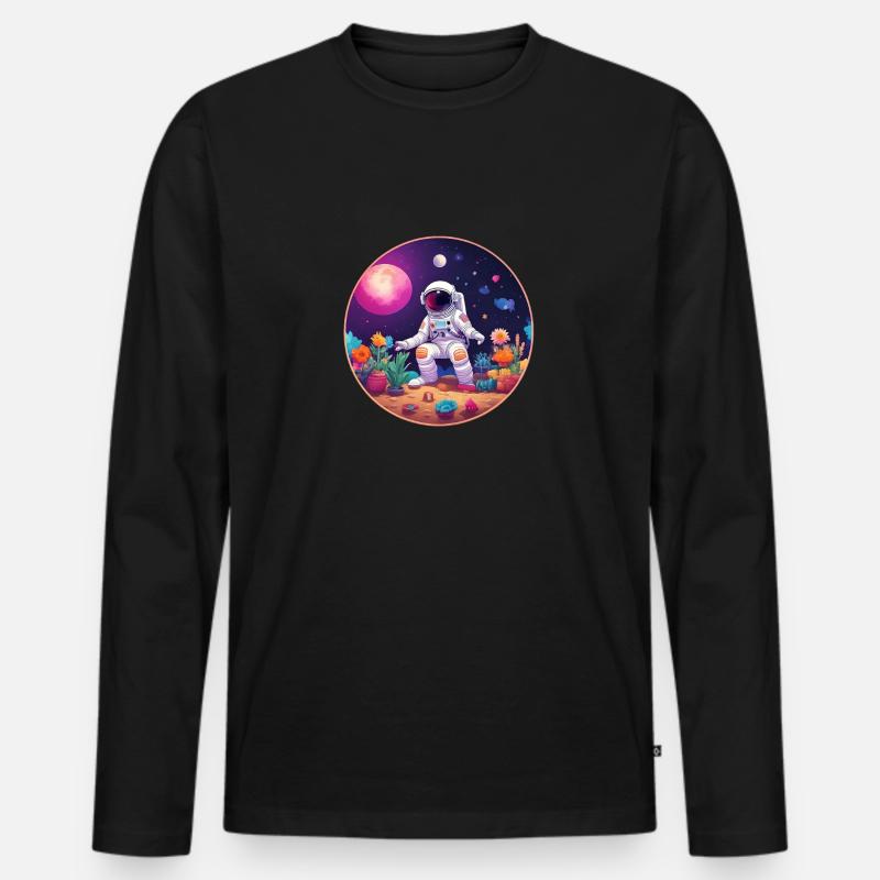 Gärtnernder Astronaut - Männer Premium Bio Langarmshirt - Schwarz