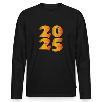 Bonne Année 2025 - T-shirt manches longues Premium bio Homme - noir - Devant - Nico (187cm)