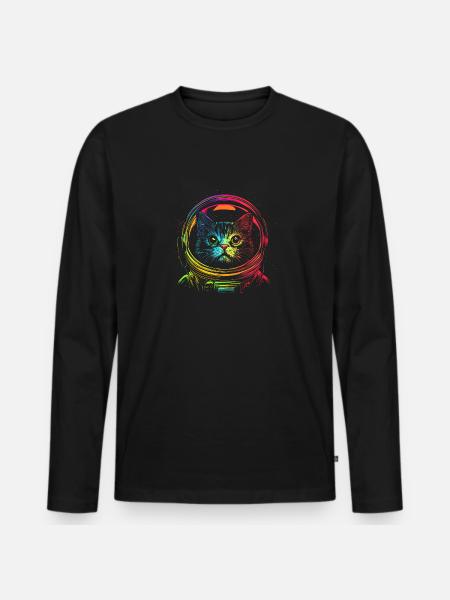Lutige Astronaut Cat - Men's Premium Organic Long Sleeve Shirt - black