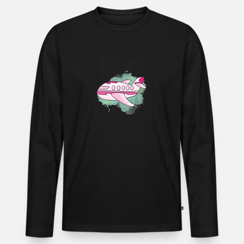 Flugzeug - Männer Premium Bio Langarmshirt - Schwarz