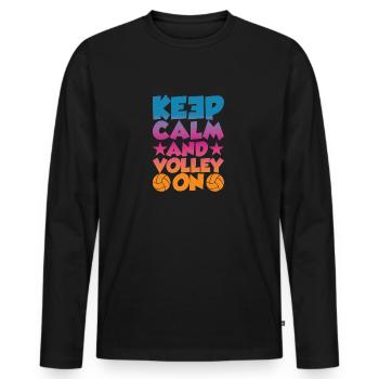 Restez calme et volez - T-shirt manches longues Premium bio Homme - noir - Devant - Nico (187cm)