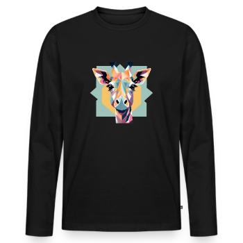 Geometric Giraffe Geschenk Geometrie - Männer Premium Bio Langarmshirt - Schwarz - Vorne - Nico (187cm)