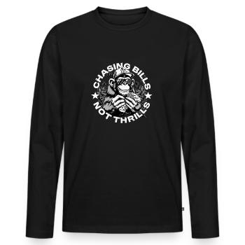 Money Ape White – EnrolDesign Exclusive - Männer Premium Bio Langarmshirt - Schwarz - Vorne - Nico (187cm)