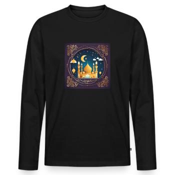 Ramadan Gift Eid Mubarak Islam Allah Muslim - Men's Premium Organic Long Sleeve Shirt - black - Front - Nico (187cm)