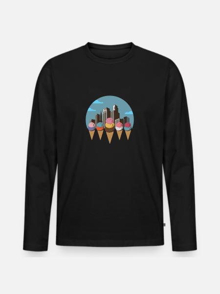 Eiscreme-Stadt - Männer Premium Bio Langarmshirt - Schwarz