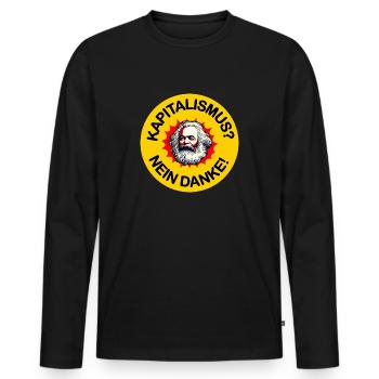 Kapitalismus Nein Danke Karl Marx Kommunismus - Männer Premium Bio Langarmshirt - Schwarz - Vorne - Nico (187cm)