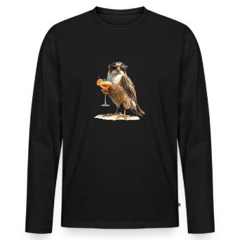 Peregrine Falcon With Cocktail - Men's Premium Organic Long Sleeve Shirt - black - Front - Nico (187cm)