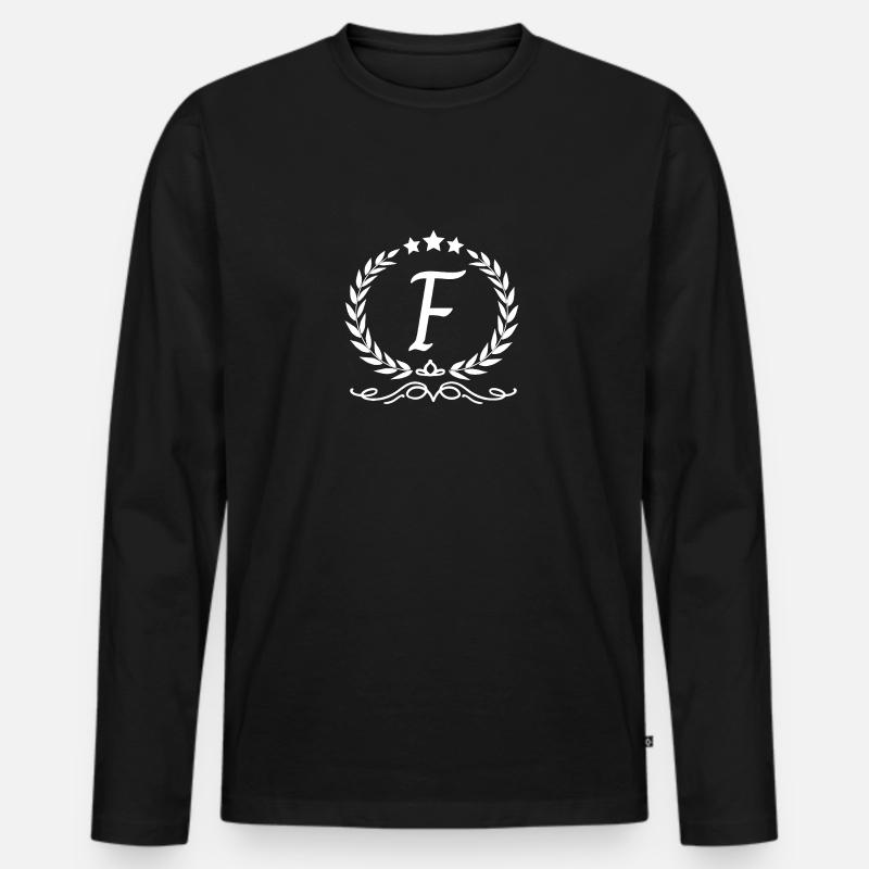 Buchstabe f Krone - Männer Premium Bio Langarmshirt - Schwarz