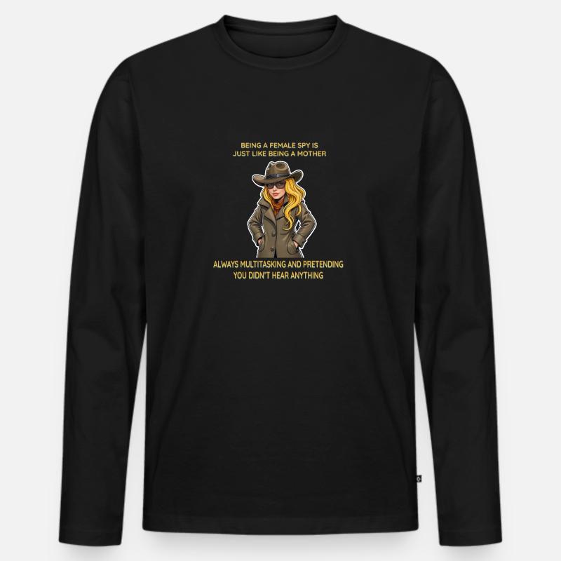 Spionin - Männer Premium Bio Langarmshirt - Schwarz