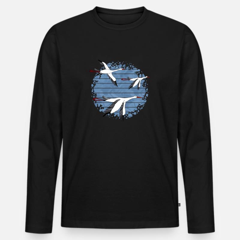 Vögel - Männer Premium Bio Langarmshirt - Schwarz