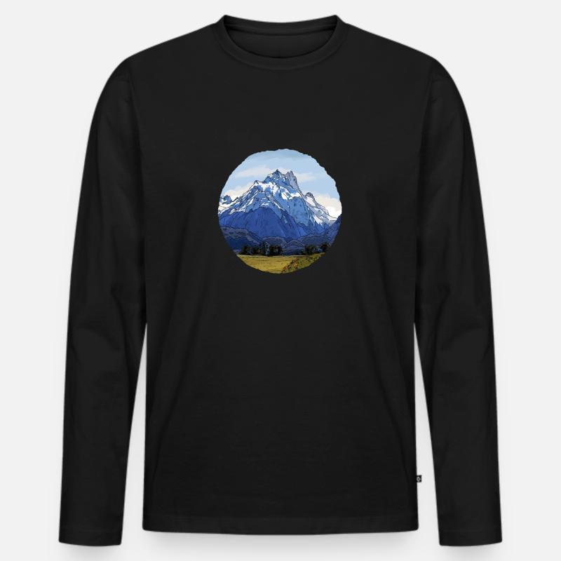 Die Berge Neuseelands - Männer Premium Bio Langarmshirt - Schwarz