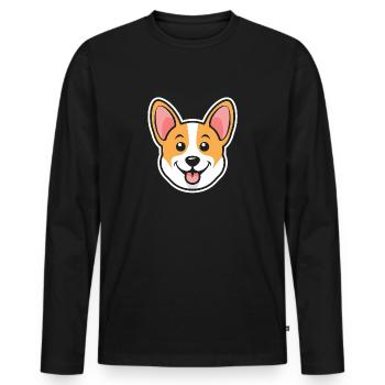 Corgi - Männer Premium Bio Langarmshirt - Schwarz - Vorne - Nico (187cm)