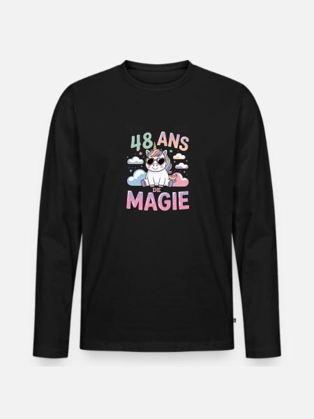 48 ans de magie - T-shirt manches longues Premium bio Homme - noir