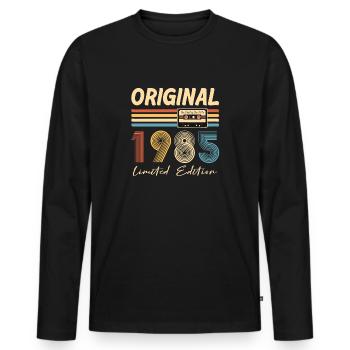 Anniversaire 40 Ans Original 1985 Cadeau Fête - T-shirt manches longues Premium bio Homme - noir - Devant - Nico (187cm)