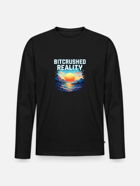 Bitcrushed Reality – Sunset in Glitch - Men's Premium Organic Long Sleeve Shirt - black