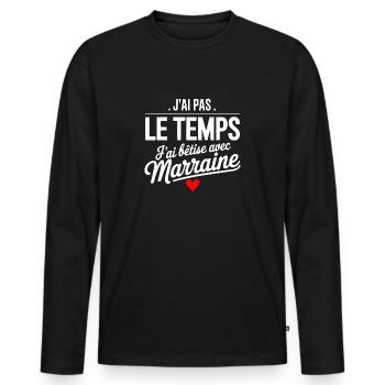 Ich albern mit Patentante - Männer Premium Bio Langarmshirt - Schwarz - Vorne - Nico (187cm)