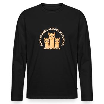 Always Watching and Fluffy – Fluffy Alpacas - Men's Premium Organic Long Sleeve Shirt - black - Front - Nico (187cm)