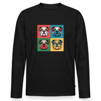 Un bulldog avec un style pop art - T-shirt manches longues Premium bio Homme - noir - Devant - Nico (187cm)