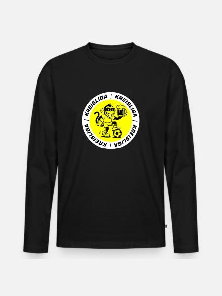 Kreisliga Fussball Affe - Männer Premium Bio Langarmshirt - Schwarz