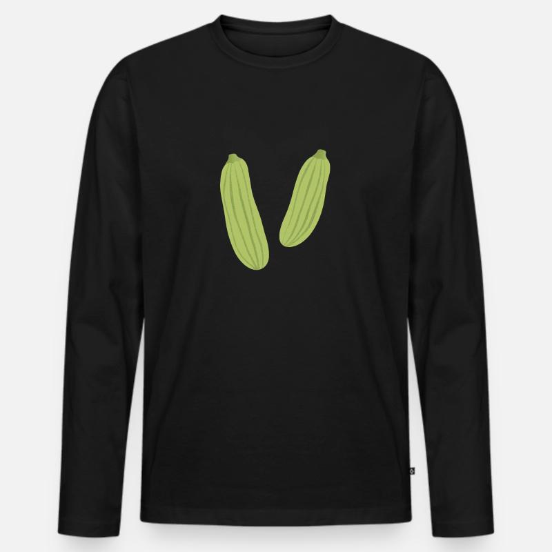 Gestreifte Zucchini - Männer Premium Bio Langarmshirt - Schwarz