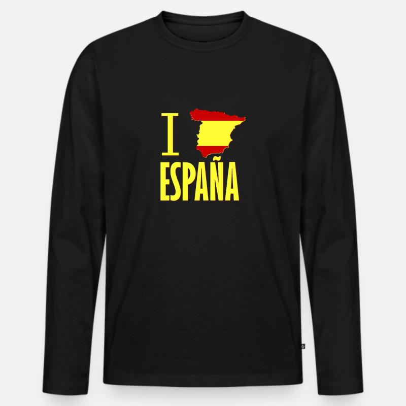 ICH HERZ ESPANA SPANIEN - Männer Premium Bio Langarmshirt - Schwarz