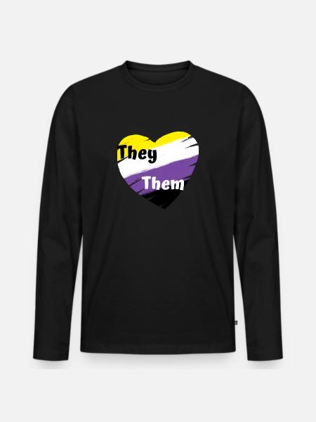 Non binary They Them - Men's Premium Organic Long Sleeve Shirt - black