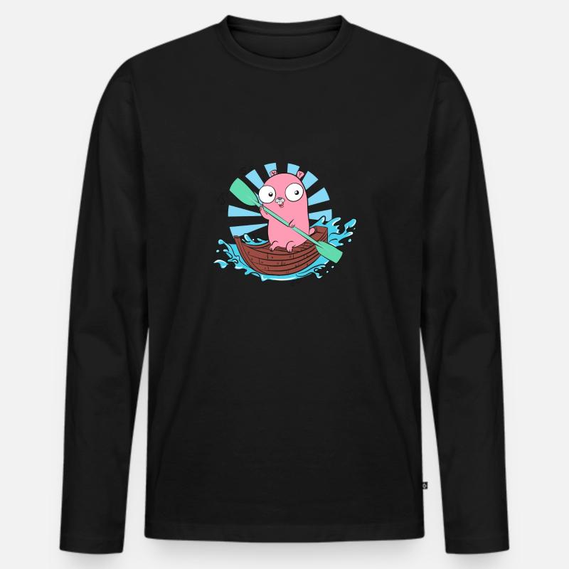GoLang Gopher Bootspaddel - Männer Premium Bio Langarmshirt - Schwarz