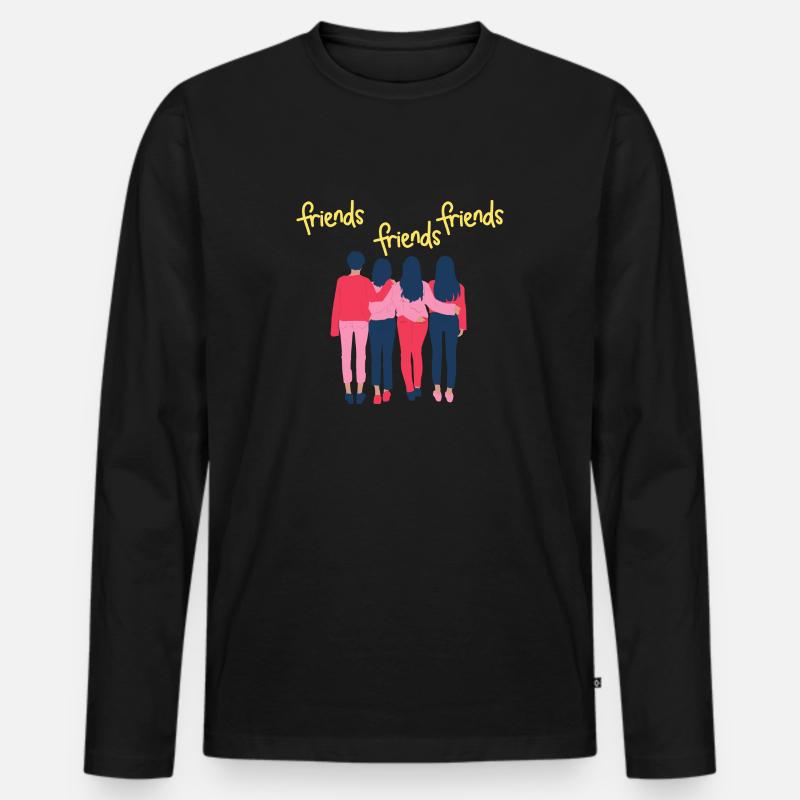 Freunde, Freunde, Freunde - Männer Premium Bio Langarmshirt - Schwarz