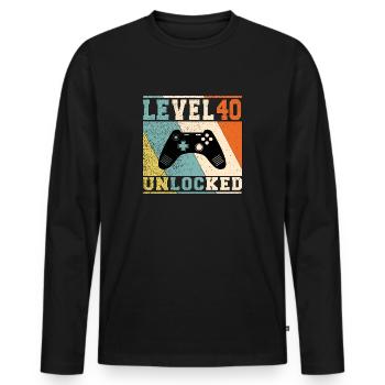 Level 40 Unlocked Funny Video Gamer 40th Birthday - T-shirt manches longues Premium bio Homme - noir - Devant - Nico (187cm)