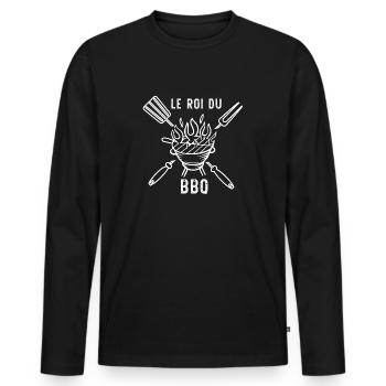 Le Roi Du BBQ , barbecue, grillade - T-shirt manches longues Premium bio Homme - noir - Devant - Nico (187cm)