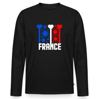 French flag blue white red - Men's Premium Organic Long Sleeve Shirt - black - Front - Nico (187cm)