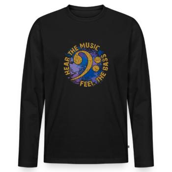 Sentez les basses. Clef de fa - T-shirt manches longues Premium bio Homme - noir - Devant - Nico (187cm)