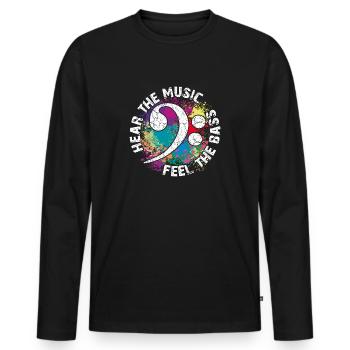 Sentez les basses. Clef de fa - T-shirt manches longues Premium bio Homme - noir - Devant - Nico (187cm)