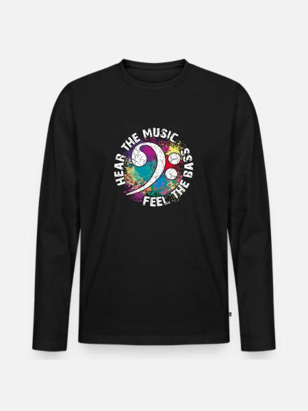 Feel the bass. Bass clef - Men's Premium Organic Long Sleeve Shirt - black