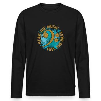 Sentez les basses. Clef de fa - T-shirt manches longues Premium bio Homme - noir - Devant - Nico (187cm)