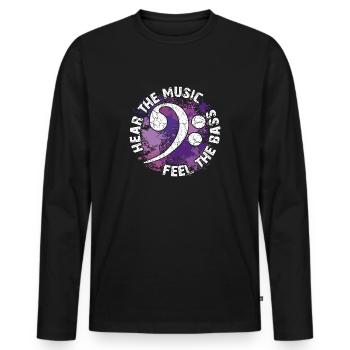 Sentez les basses. Clef de fa - T-shirt manches longues Premium bio Homme - noir - Devant - Nico (187cm)