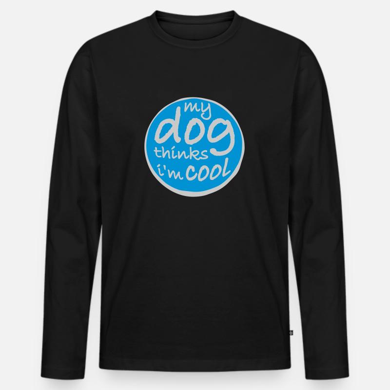 Dog thinks im cool - Männer Premium Bio Langarmshirt - Schwarz