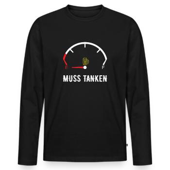 Bier Tanken - Männer Premium Bio Langarmshirt - Schwarz - Vorne - Nico (187cm)