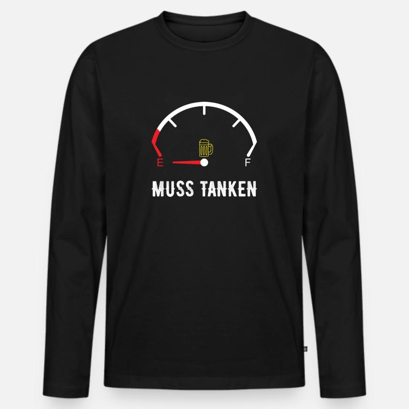 Bier Tanken - Männer Premium Bio Langarmshirt - Schwarz