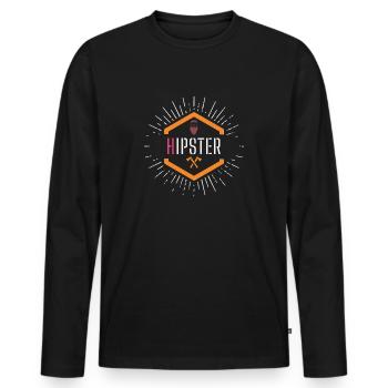 Hipster - T-shirt manches longues Premium bio Homme - noir - Devant - Nico (187cm)